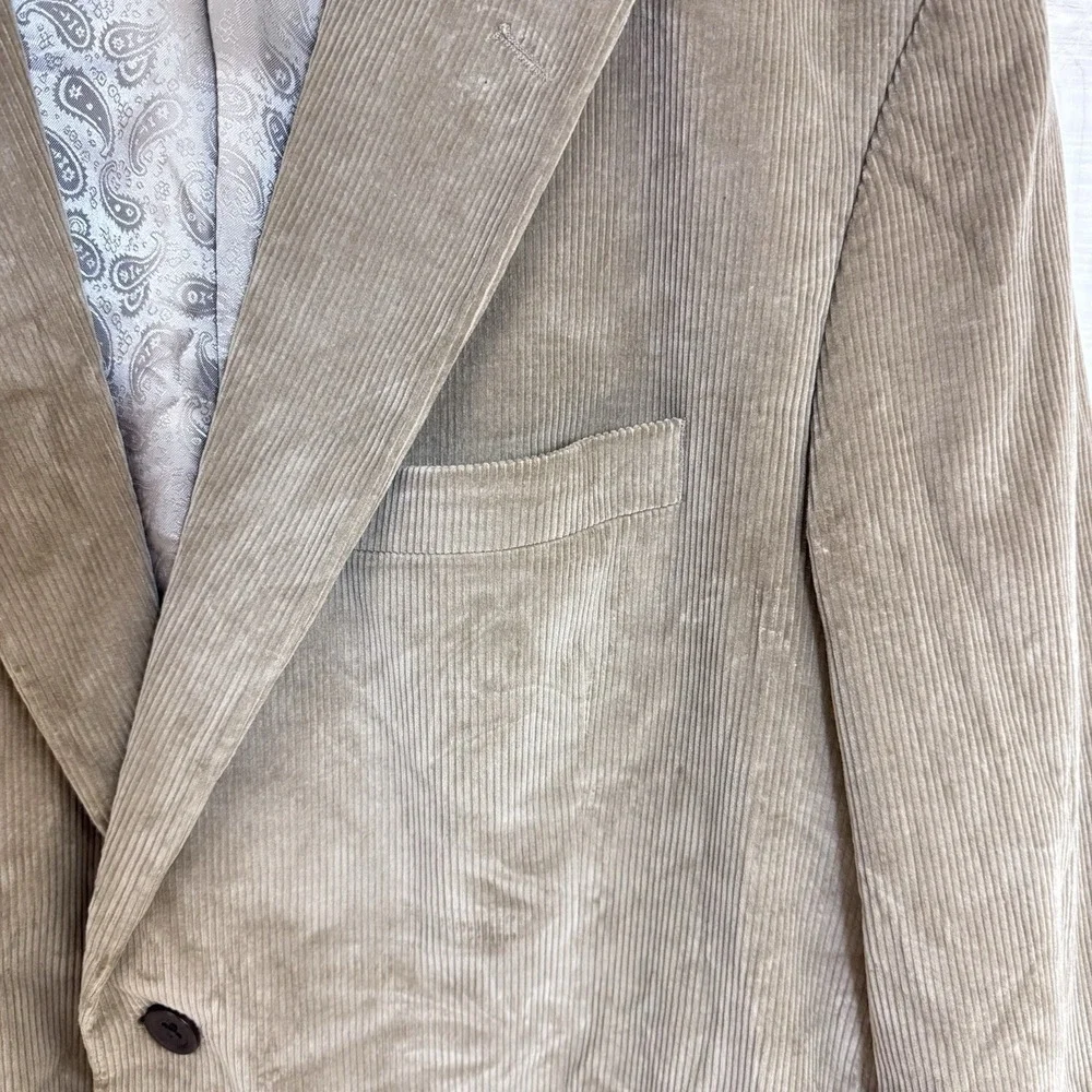 VTG Stafford 44R Men's Blazer Jacket Tan‎ Classic Fit Sport Coat Corduroy Cotton